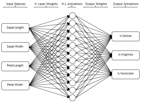 Diagram of a single hidden layer neural network