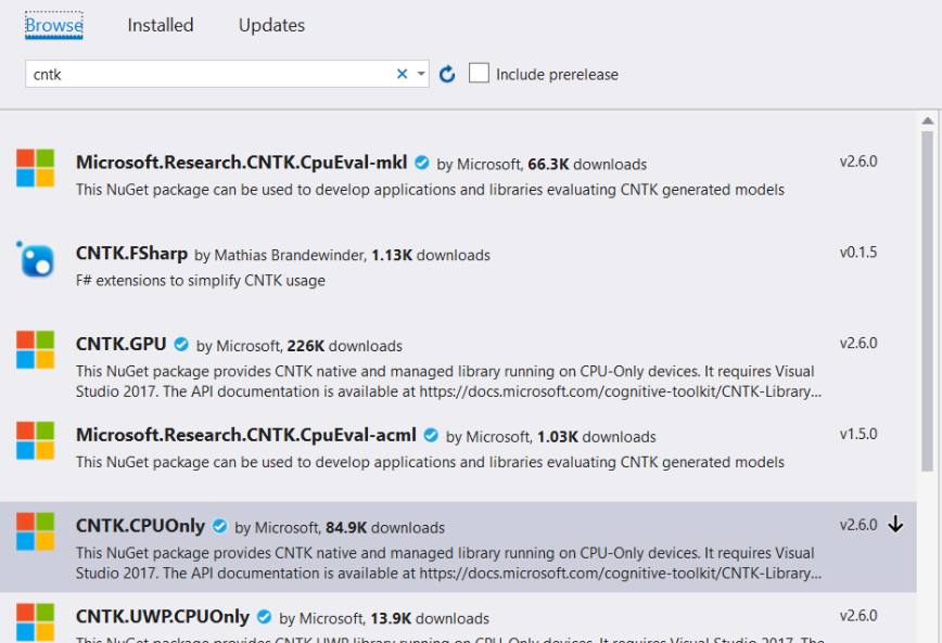 Visual Studio, NuGet GUI