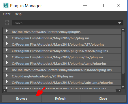 Maya's Plug-in Manager GUI